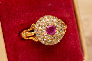 Victorian Ruby and Diamond Cluster