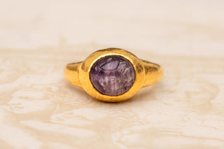 Sassanian Gold and Amethyst Intaglio Ring, c. 6th Century A.D.