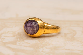 Sassanian Gold and Amethyst Intaglio Ring, c. 6th Century A.D.