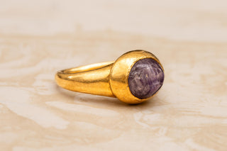 Sassanian Gold and Amethyst Intaglio Ring, c. 6th Century A.D.