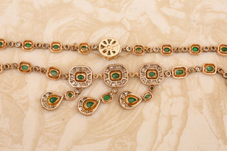 Italian Emerald and Diamond Necklace in 18K Gold, c.1930s–40s