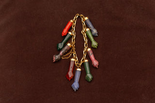 Vintage Italian 18K Gold Bracelet with Gem-Set Figa Amulets, c.1950–1960