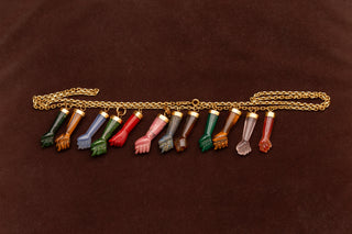 Vintage Italian 18th-Century Revival Gold Necklace with Gemstone Figa Amulets