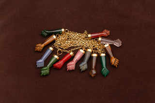 Vintage Italian 18th-Century Revival Gold Necklace with Gemstone Figa Amulets