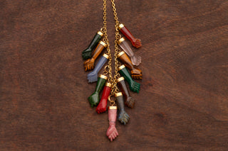 Vintage Italian 18th-Century Revival Gold Necklace with Gemstone Figa Amulets