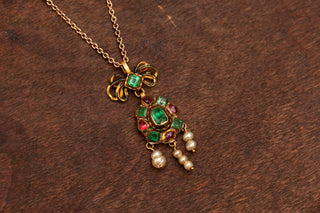 Baroque Gold Pendant with Emeralds, Rubies, Pearls and Enamel, c.1680