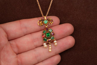 Baroque Gold Pendant with Emeralds, Rubies, Pearls and Enamel, c.1680