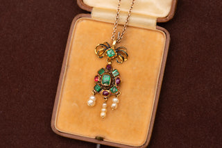 Baroque Gold Pendant with Emeralds, Rubies, Pearls and Enamel, c.1680