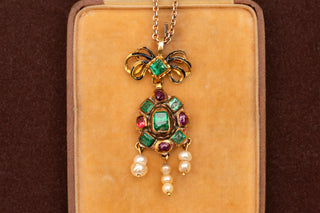 Baroque Gold Pendant with Emeralds, Rubies, Pearls and Enamel, c.1680