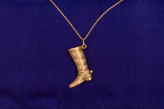 Vintage 14K Gold Riding Boot Pendant Necklace, c.1980s