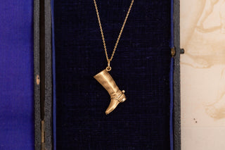 Vintage 14K Gold Riding Boot Pendant Necklace, c.1980s