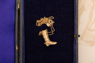 Vintage 14K Gold Riding Boot Pendant Necklace, c.1980s