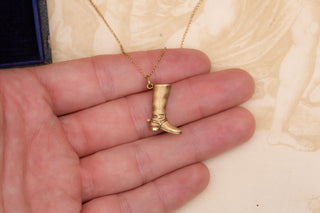 Vintage 14K Gold Riding Boot Pendant Necklace, c.1980s
