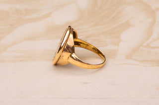 Antique Spanish Colonial Silver Cob Coin Ring, set in 14K Gold