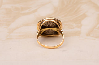 Antique Spanish Colonial Silver Cob Coin Ring, set in 14K Gold