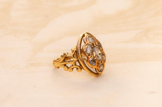 19th-Century French Gold and Diamond Navette Cluster Ring, c.1880