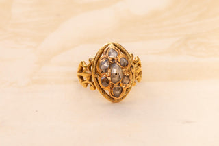 19th-Century French Gold and Diamond Navette Cluster Ring, c.1880