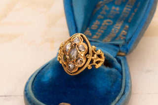 19th-Century French Gold and Diamond Navette Cluster Ring, c.1880