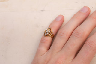 19th-Century French Gold and Diamond Navette Cluster Ring, c.1880