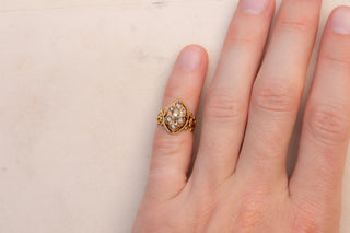 19th-Century French Gold and Diamond Navette Cluster Ring, c.1880