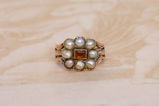 Georgian Gold, Seed Pearl and Citrine Memorial Ring, England, circa 1815