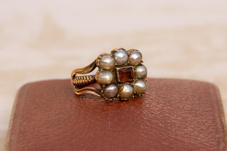 Georgian Gold, Seed Pearl and Citrine Memorial Ring, England, circa 1815