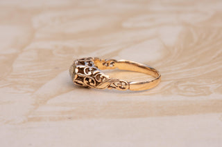 Victorian Openwork Gold Ring with Rose-Cut Diamond, c.1880