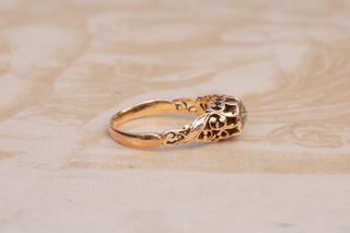 Victorian Openwork Gold Ring with Rose-Cut Diamond, c.1880
