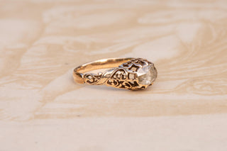 Victorian Openwork Gold Ring with Rose-Cut Diamond, c.1880