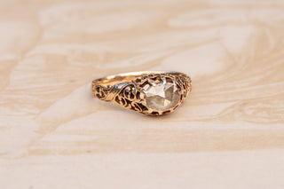 Victorian Openwork Gold Ring with Rose-Cut Diamond, c.1880