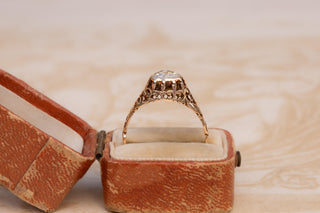 Victorian Openwork Gold Ring with Rose-Cut Diamond, c.1880