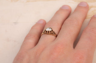 Victorian Openwork Gold Ring with Rose-Cut Diamond, c.1880
