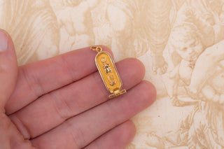 Vintage Egyptian 18k Gold Tutankhamun Cartouche Pendant, 1982