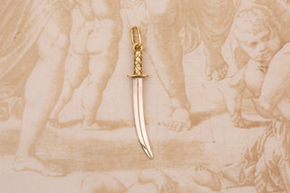 Vintage Central European Two-Tone Gold Sword Pendant, c.1970