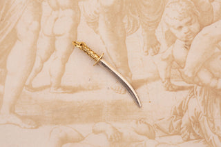 Vintage Central European Two-Tone Gold Sword Pendant, c.1970
