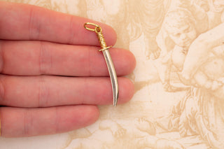 Vintage Central European Two-Tone Gold Sword Pendant, c.1970
