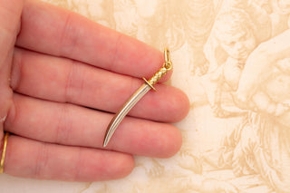 Vintage Central European Two-Tone Gold Sword Pendant, c.1970