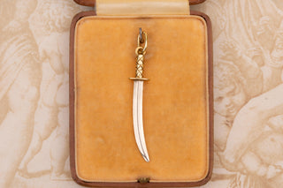 Vintage Central European Two-Tone Gold Sword Pendant, c.1970