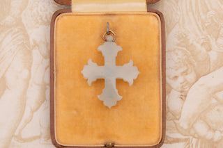Early 20th-Century Indian Mar Thoma Cross Pendant in Nephrite Jade, Turquoise, a