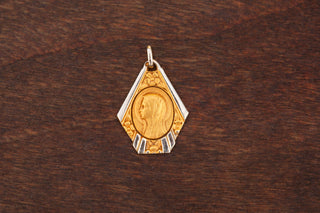 French Art Deco Two-Tone Gold Virgin Mary Pendant, c.1920s
