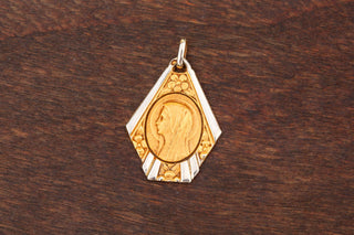 French Art Deco Two-Tone Gold Virgin Mary Pendant, c.1920s