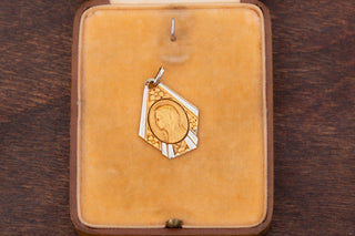 French Art Deco Two-Tone Gold Virgin Mary Pendant, c.1920s