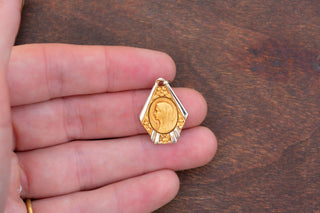 French Art Deco Two-Tone Gold Virgin Mary Pendant, c.1920s