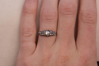 French Antique Rose-Cut Diamond Half Hoop Ring, Early 19th Century