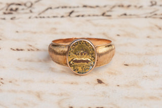 Antique French Political Signet 1833 Legitimist Ring, Duke of Bordeaux Majorité