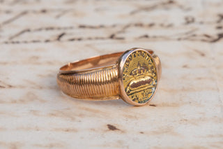 Antique French Political Signet 1833 Legitimist Ring, Duke of Bordeaux Majorité