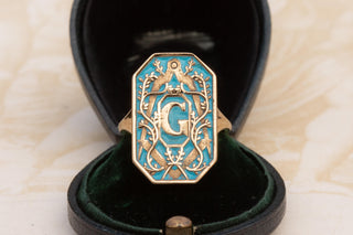 Antique French Gold and Enamel Masonic Signet Ring, c.1900