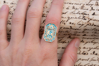 Antique French Gold and Enamel Masonic Signet Ring, c.1900