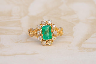 Antique French Emerald and Diamond Cluster Ring, c.1890