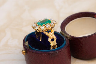 Antique French Emerald and Diamond Cluster Ring, c.1890
